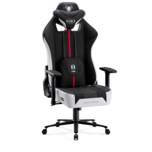 26dfe1cc296df2552aa8b9d19a41df4508216e50 Materiałowy fotel gamingowy Diablo X-Player 2.0 King Size, biało-czarny