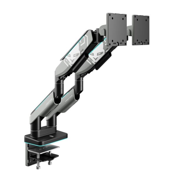 584acdb75535528b88acfebf949e66bab88e5f75 Podwójny uchwyt na monitory 35 cali, szaro-czarny RGB X-Arm Dual