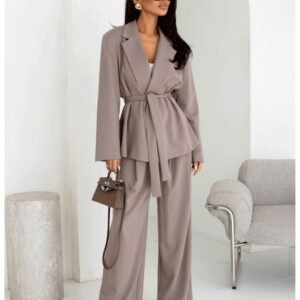 0898150d4877c56a60598a802d619489986a2c40 Eleganckie spodnie z szerokimi nogawkami ALAIA – mocca