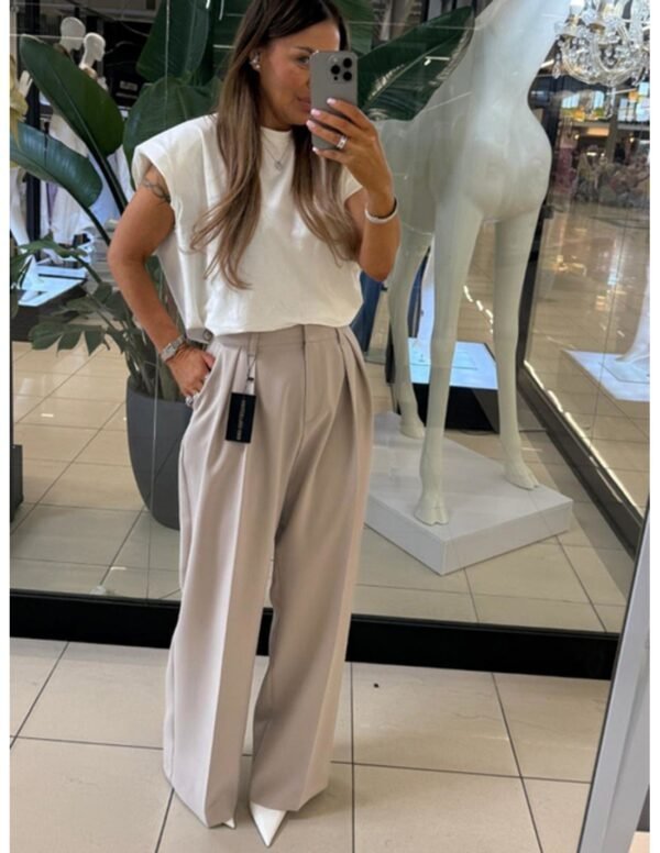 133bcc6e521a1c698f9371b1c298d08988e5bfbb-1 Eleganckie spodnie z zakładkami MIHO – cappuccino