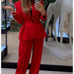 206988f700f70fa98842fb3ced8185b8b99d76d8 Eleganckie spodnie z zakładkami STACI – czerwone