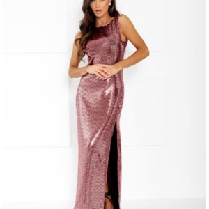 24a6cbccb6cd12cd58d56e3ef13051e88f64eb20 Cekinowa sukienka maxi z odkrytymi plecami TAJA – golden rose