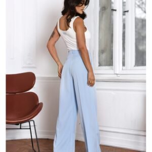 41fe0dd14f481bc47f9c0866675df6ab2220694a Eleganckie szerokie spodnie z kantem TEONA – błękit