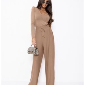 6072d8d702d8e85f30682adaaf105c6cdc8e79ee Komplet z wiskozy bluzka i szerokie spodnie AGRA – cappuccino mocca