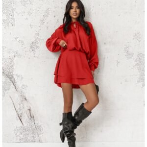 60a9add9ef8e7ebd661fdf4fb2e0a6766510e8c6 Rozkloszowana sukienka mini CLEO – czerwona