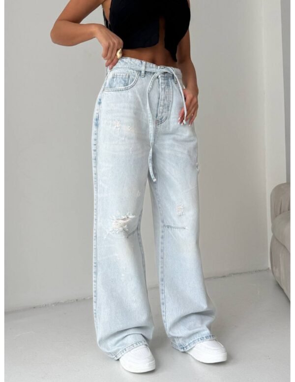60fb1728dfc3113c3ccf54f449bcf994d2eea0bd Szerokie jeansy z przetarciami ARLO – jasny jeans