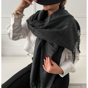 6639f8db629d95832a268677345b1b593978802d Ciepła chusta szal – grafitowy