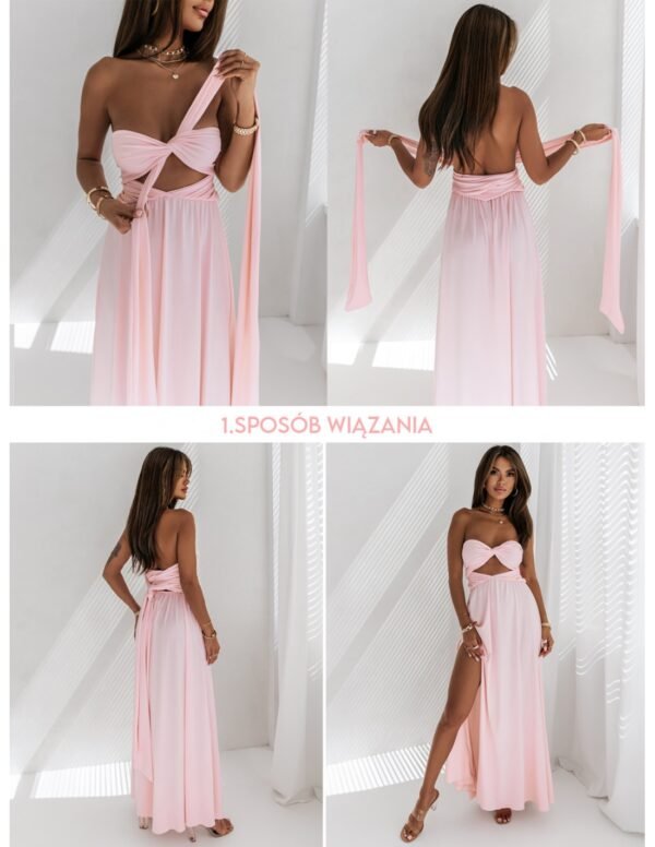 7385ab5196be7ebe9184f019f8e4e3aa16e9d3c0 Sukienka maxi wiązana na wiele sposobów – ELSA – butelkowa zieleń