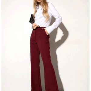 7f4e3c781d212f4afe42bb0f0e2623b955a42020-1 Eleganckie szerokie spodnie z kantem RENEA – bordowe