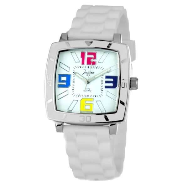 94b266b82f7d5966457e8b0715ded3df0a4150a8 Zegarek JUSTINA 21971B. Kwarcowy, Kolor biały. Unisex.