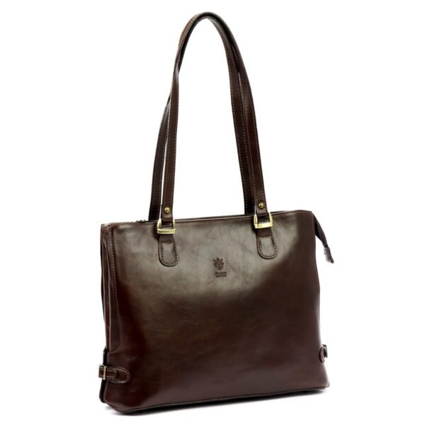 d572da8372a1dab7ba2d969a00c81aab81ab93f4 Skórzana elegancka shopperbag pojemna na ramię z kieszeniami Florence