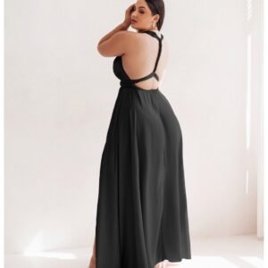 e689d269ffc463c14a2482f6329ecaff96cac19e Sukienka PLUS SIZE maxi wiązana na wiele sposobów IMPERIA – czarna