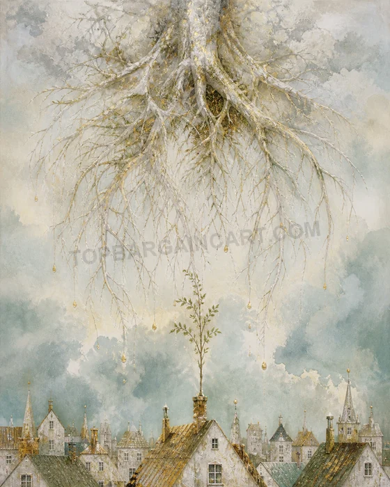 Korzeń nad Dachami Korzeń nad Dachami — obraz cyfrowy do druku — podgląd ze znakiem wodnym