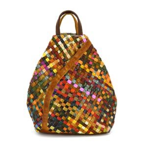 078c7eb9579add8a8e3415b318abefad13f14661 Magic Bags Skórzany pojemny damski torebka-plecak w mozaikę miejski