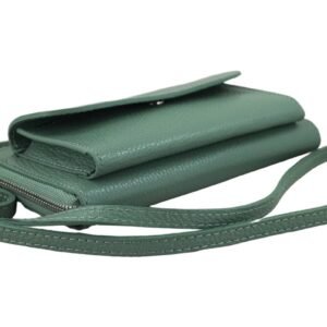 1f9cf25a86b30467e44c40e0b30c4b059e232790 Portfel z etui na telefon ze skóry licowej – Zielony