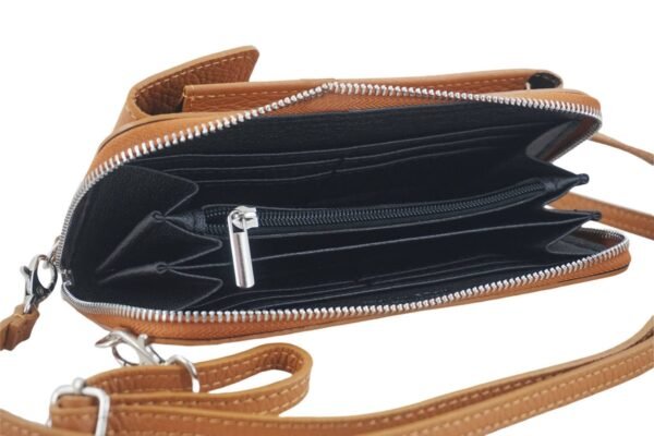 21141e6104136d225423185a246f5f7b23ca5d30 Portfel / etui na telefon ze skóry naturalnej – Brązowy jasny
