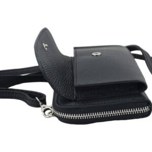 426adf8d99d78384c88cb34e751d2ea239e4b201 Portfel z etui na telefon ze skóry licowej – Czarny