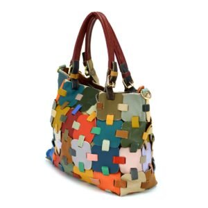 4bb13965793015bcad337f8f4c9ae1e50e08f19d Magic Bags Damski kuferek skórzana torebka na ramię kolorowa mozaika