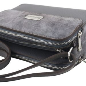 85ef8e5b8f57b9f998f6206e93b61478c04169f4 Torebka skórzana crossbody zamszowa – Szara ciemna
