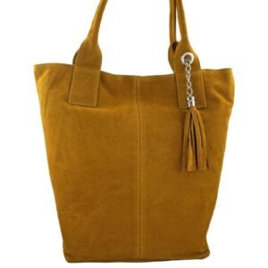 8ab5c2fa63addc06cb5caa60686fea3476145bad Shopper bag – torebka damska zamszowa – Żółta ciemna