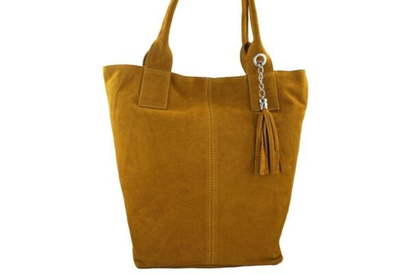8ab5c2fa63addc06cb5caa60686fea3476145bad Shopper bag – torebka damska zamszowa – Żółta ciemna