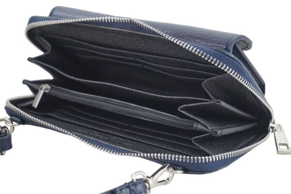 924623b16912a7808b67e9dbe53e4f5d8b7634cd Portfel z etui na telefon ze skóry licowej – Granatowy