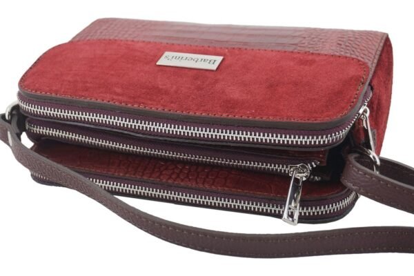 ca5ee41c9aace85c127d7030f347c0f3ba837807 Stylowa torebka crossbody trzykomorowa – Bordowa