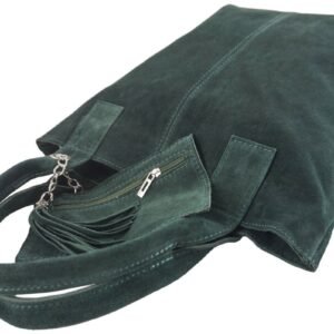 cdbc4d8665f7f640cb6ced068ce9540c778a38a4 Shopper bag – torebka damska zamszowa – Beżowa ciemna