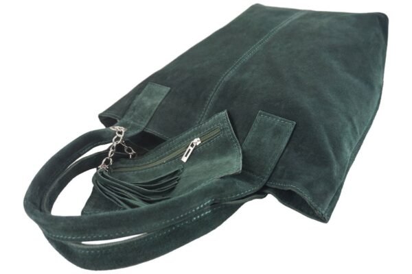 cdbc4d8665f7f640cb6ced068ce9540c778a38a4 Shopper bag – torebka damska zamszowa – Beżowa ciemna