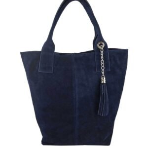 da4949c30a0bf2595f62fdeb4669f9b5ac99e32e Shopper bag – torebka damska zamszowa – Granatowa