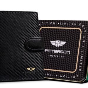 e4feada693693dc008eaba176ca4cb5b97e88af3 Carbonowy, skórzany portfel męski na karty – Peterson