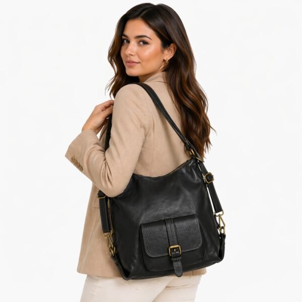 b2541a83db4c5522cf3f2084bbc1f88821a44e24 PELLE LAVATA Torebka-Plecak Damski Skórzana Średni 2w1 na Ramię Suwak